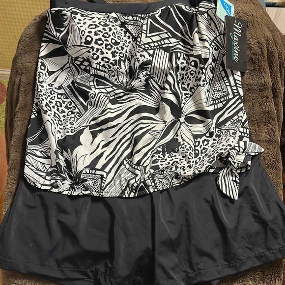NWT MAXINE of HOLLYWOOD Bandeau Blouson Tankini and Swim Short Set Sz 14 - Picture 2 of 12
